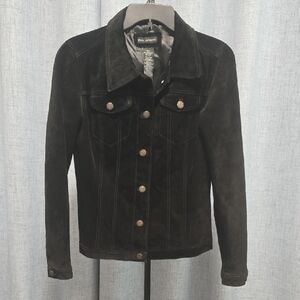 Joseph Black 100% Suede Jean‎ Jacket with Gold Buttons